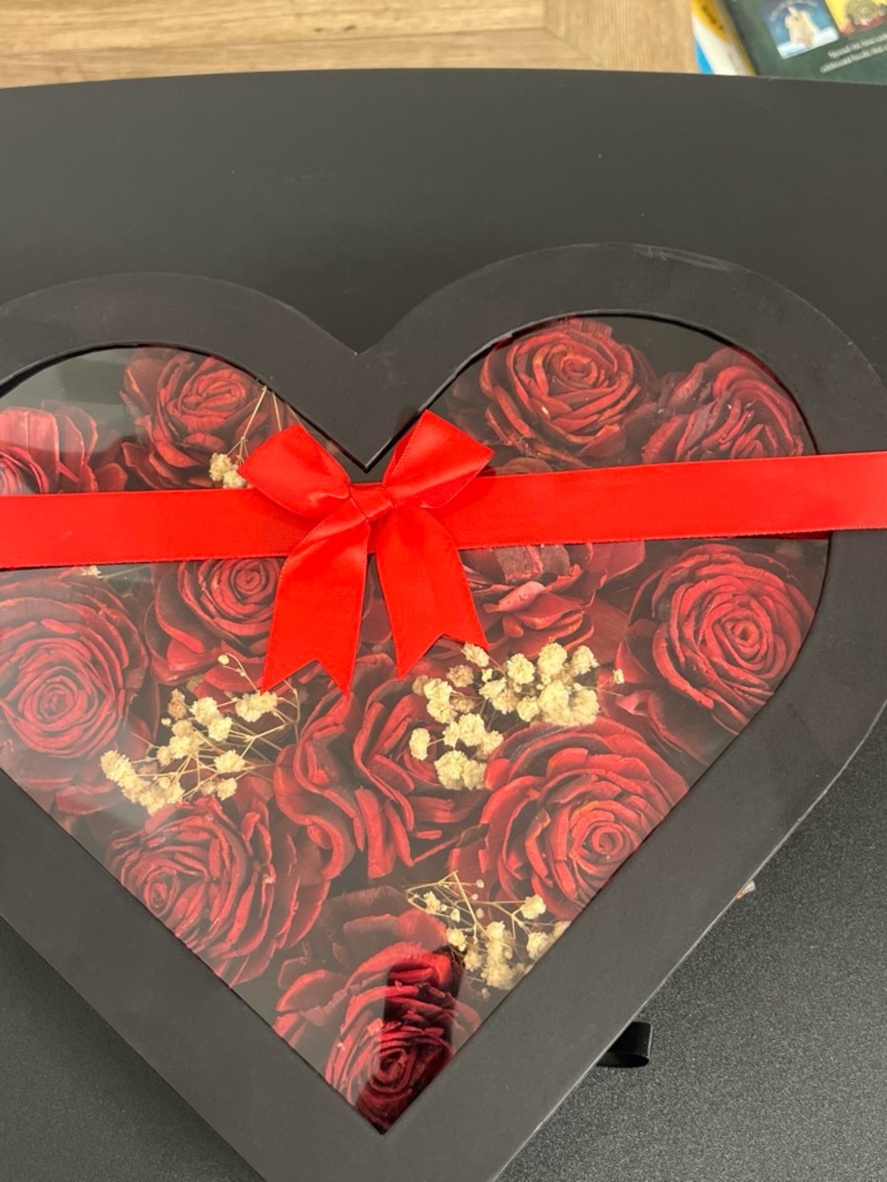 Heart-Shaped Red Rose Gift Box with Ribbon